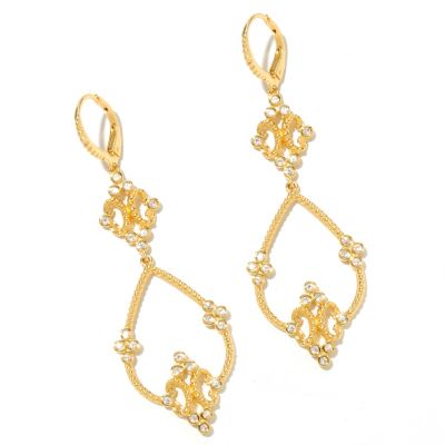 128-798 - Jordan Scott White Sapphire Double Drop ''Regia Mulieris'' Earrings 