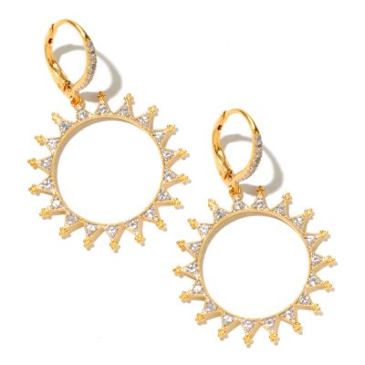 128-800 - Jordan Scott White Sapphire Textured Sun Drop Earrings 