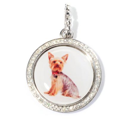 SS MEDIUM DOG CHARM WITH WHITE SAPPHIRE