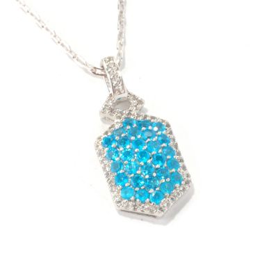 128-854 - Gem Treasures Sterling Silver 1.32ctw Neon Blue Apatite & Topaz Pendant w/ Chain