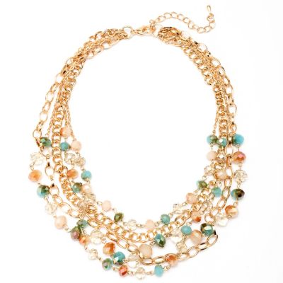 17" + 3" EXT BLUE MULTI COLORED NECKLACE