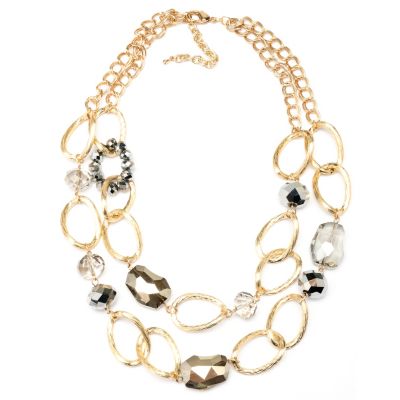 18" + 3" EXT SMOKE AND CHAMPAGNE DOUBLE STRAND WHITNEY NECKLACE