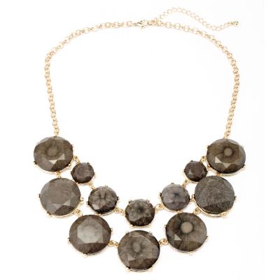 18" + 3" EXT FACETED GREY DOUBLE ROW SADIE NECKLACE