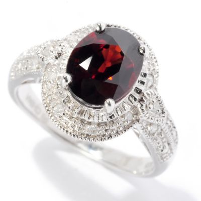 SS OVAL MOCHA ZIRCON RING w/ DIAMOND ACCENTS