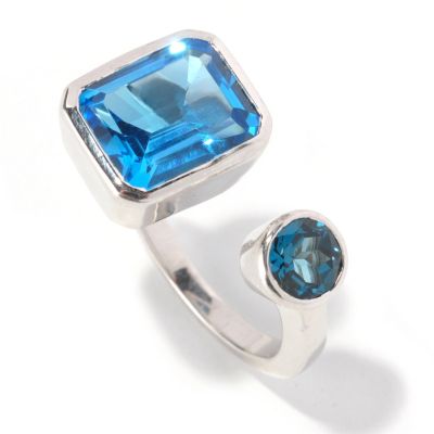 SS MULTI SHAPE RING SWISS AND LONDON BLUE TOPAZ