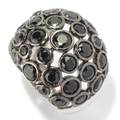 SS DOME BUBBLE RING BLK SPINEL