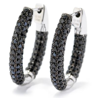SS SMALL OVAL BLK SPINEL HOOP CLICKER BACK