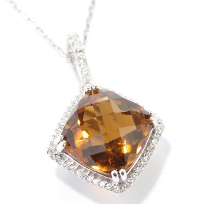 SS TOP CUT QTZ PEND WITH WHT TOPAZ