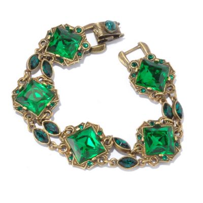 128-914 - Sweet Romance&trade; Gold-tone 7.5'' Green Crystal Bracelet 