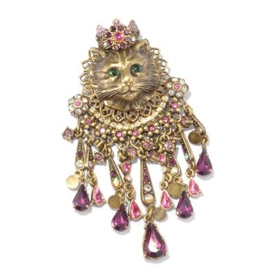 128-915 - Sweet Romance&trade; Gold-tone Filigreed Victorian-Inspired Cat Pin 