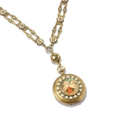 128-921 - Sweet Romance&trade; Gold-tone 26'' ''Las Palomas'' Locket Necklace 