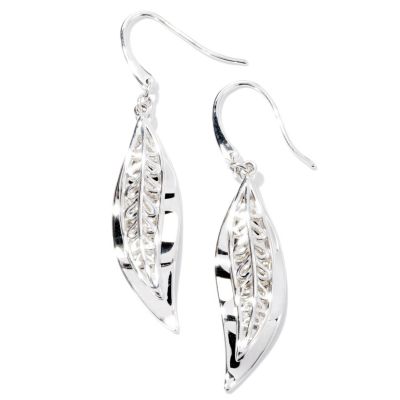 128-938 - Kit Heath Sterling Silver Polished ''Oasis Fern'' Drop Earrings 