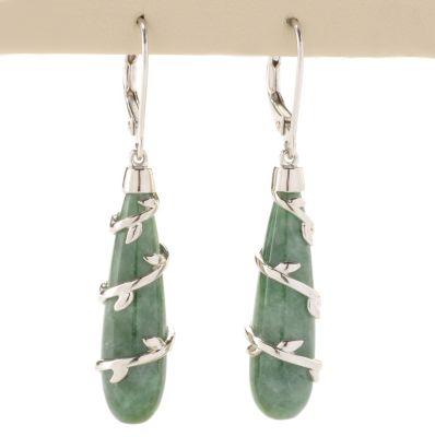 SS TEAR DROP RUSSIAN JADEITE EARRING