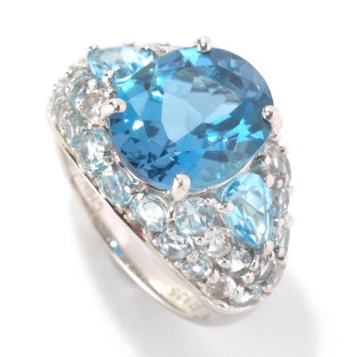 SS OVAL LONDON BLUE TOPAZ WITH SKY SWISS AND WHITE RING