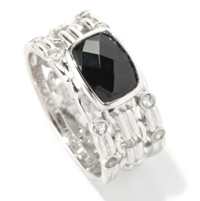 SS BLACK SPINEL RING