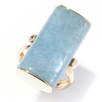 EG - SS/18KGP RING HALF BARREL-CUT AQUAMARINE