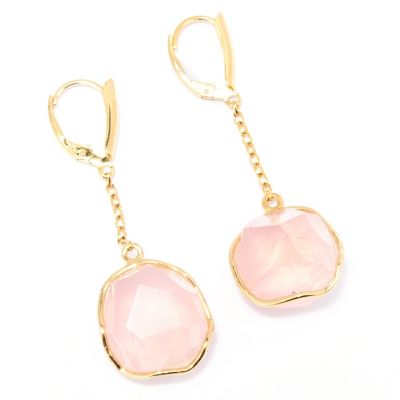 EG - SS/18KGP EAR ROUGH-CUT QUARTZ CHAIN DROP w/ LEVER BACK