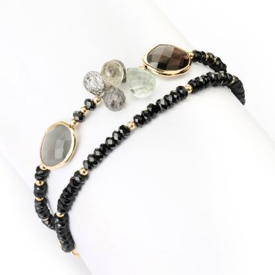 128-969 - Gems of Distinction Black Spinel & Multi Gemstone Wrap Bracelet 