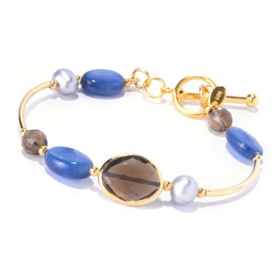 128-970 - Gems of Distinction Kyanite, Smoky Quartz & Cultured Pearl Bracelet 