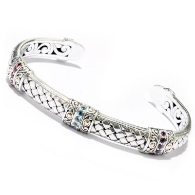SS/18K MULTI GEM CUFF BRACELET