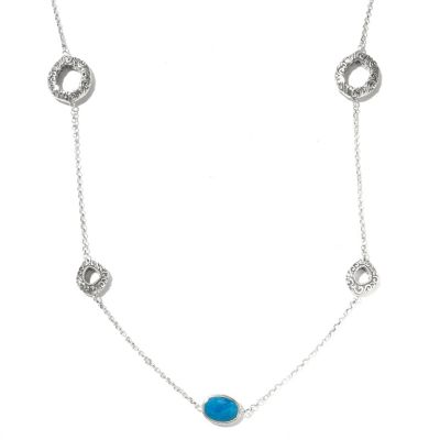 SS MULTI GEM STATION NECKLACE
