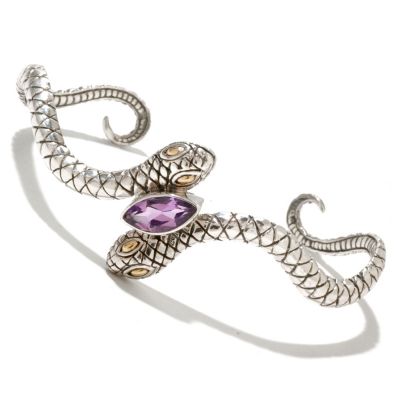 SS/18K AMETHYST SNAKE BANGLE BRACELET
