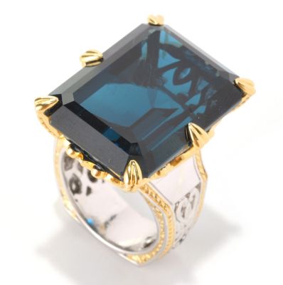 128-989 - Gems en Vogue II 50.04ctw London Blue Topaz & Sapphire "New Yorker" Ring 
