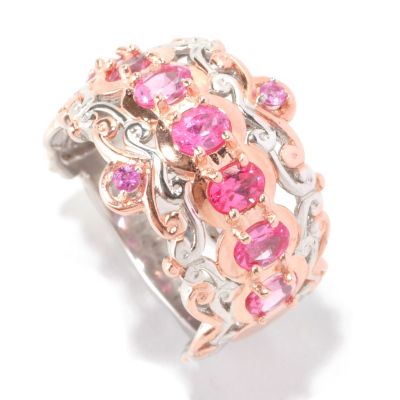 128-993 - Gems en Vogue II 1.16ctw Pink Spinel & Pink Sapphire Band Ring 