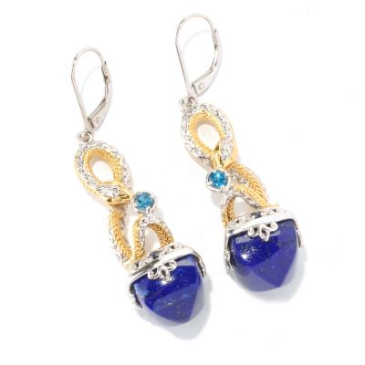 128-997 - Gems en Vogue II 12 x 12mm Lapis Lazuli & Multi Gem Snake Drop Earrings 