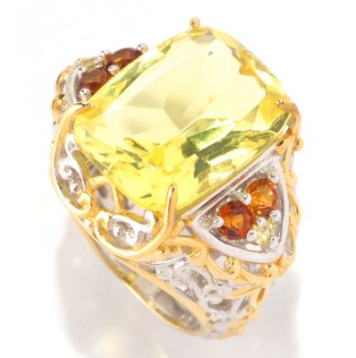 SS/PALL RING AMBER & MULTI GEMSTONE