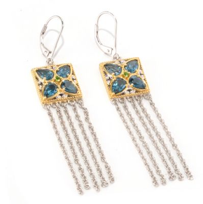SS/PALL EAR LONDON BLUE TOPAZ & CHAIN DANGLE