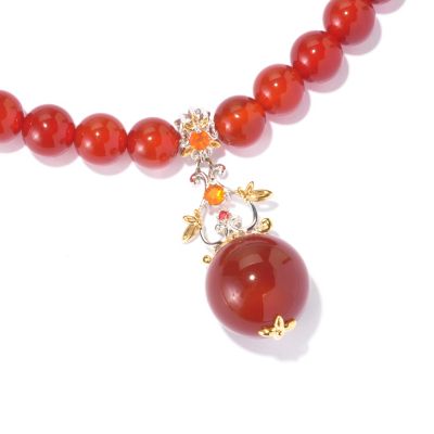 129-014 - Gems en Vogue II 20'' Carnelian Bead, Fire Opal & Orange Sapphire Necklace 