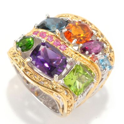 129-017 - Gems en Vogue II 7.45ctw Multi Gemstone "Beverly Hills" Ring 