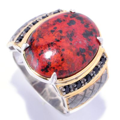 MEN'S - SS/PALL RING CUPRITE CHRYSOCOLLA & BLK SPINEL