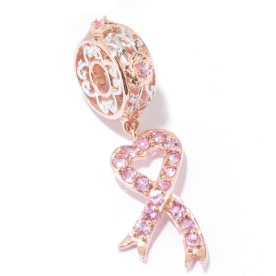 129-038 - Gems en Vogue II Pink Sapphire Heart Shaped Ribbon Drop Charm 