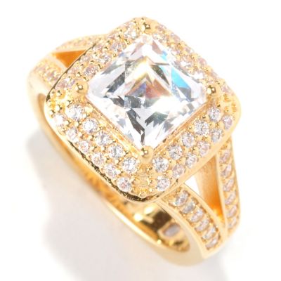 TYCOON SS/CHOICE SQUARE TYCOON CUT PAVE HALO RING WITH SPLIT SHANK