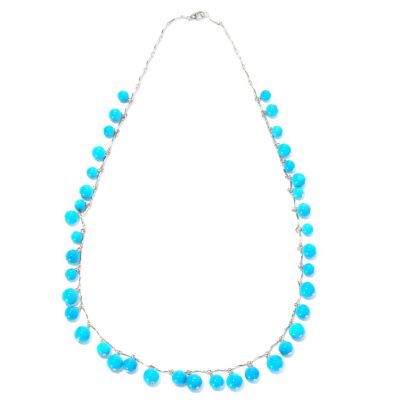 129-055 - Gem Insider 18'' Sterling Silver Sleeping Beauty Turquoise Smooth Bead Necklace