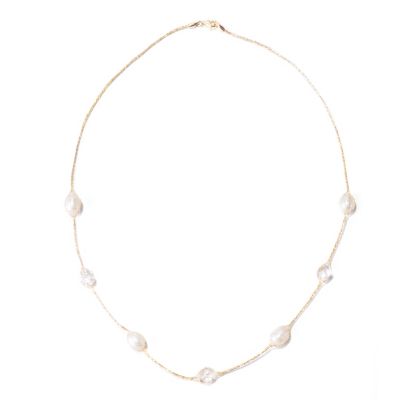 129-061 - Italian Designs with Stefano 14K Gold 18'' Freshwater Cultured Pearl & Rock Crystal Necklace