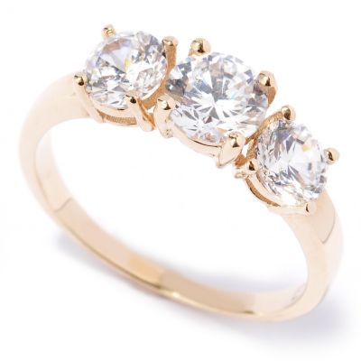 129-082 - Brilliante&reg; 14K Gold Essentials&trade; Three-Stone Ring