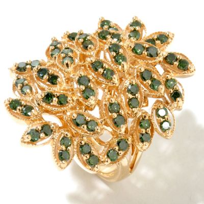 14K YG GREEN DIAMOND MQ SHAPE RING