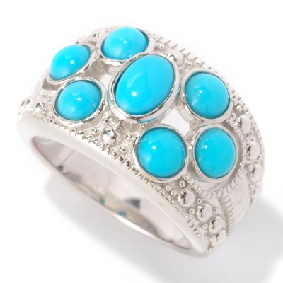 129-101 - Gem Insider Sterling Silver Sleeping Beauty Turquoise Seven-Stone Ring