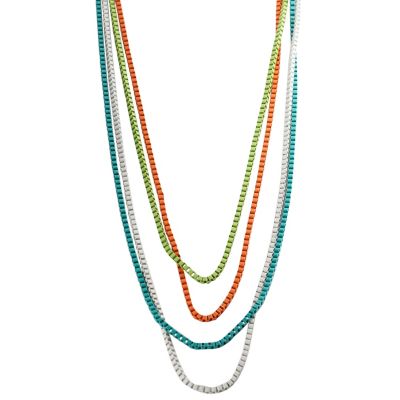 129-111 - Journee Collection 40" Vintage Inspired Multi Colored Pastel Box Chain Necklace 