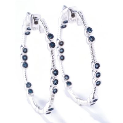 SS HOOP WITH BLUE DIAMOND STATIONS