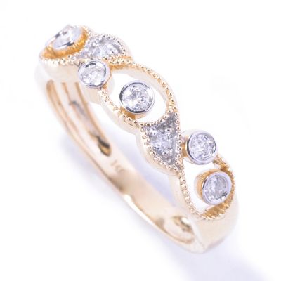 14K YG WHTIE DIAMOND BAND RING