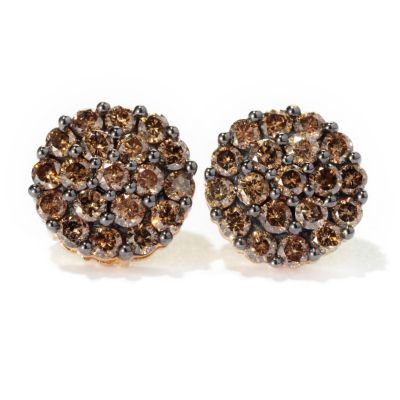 129-190 - Diamond Treasures 14K Gold 2.00ctw Mocha Diamond Round Stud Earrings 