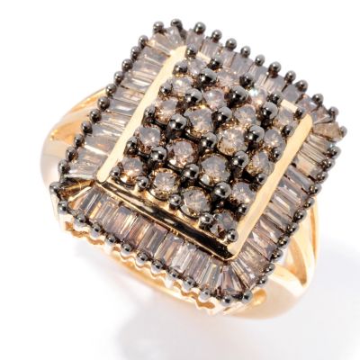 14K YG DARK BROWN ROUND AND BAG RING