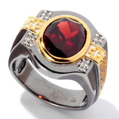 MEN'S - SS/PALL RING GARNET MALETESE CROSS DETAIL
