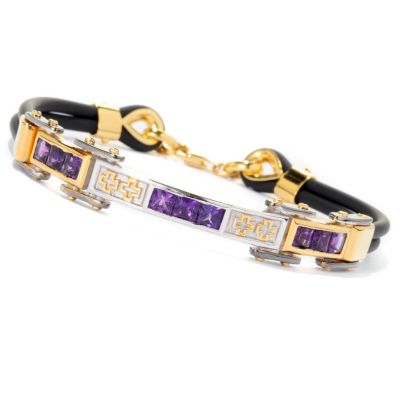 129-199 - Men's en Vogue II 2.88ctw Amethyst Double Rubber Cord Bracelet 