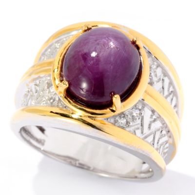 129-201 - Men's en Vogue II 12 x 10mm Star Ruby & White Sapphire Polished Ring