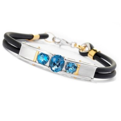 129-202 - Men's en Vogue II 4.60ctw London Blue Topaz Double Rubber Cord Bracelet